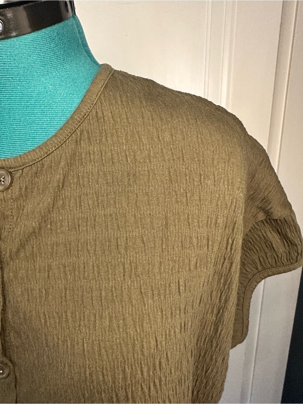 Madewell Olive Green Textured Dress - Picture 5 of 7